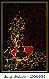 Casino card with poker elements, vector illustration