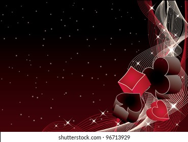 Casino card with poker elements, vector illustration