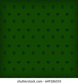 Casino card suits background, seamless pattern. Vector texture made with hearts and spades. Can be used in web, flyers or banners. VIP design, casino, poker, gambling style. Vector illustration.