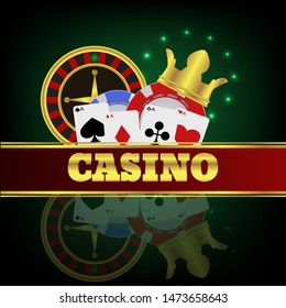 casino cards and chips with crown concept design eps 10 vector