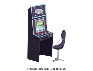 Casino Cartoon Vector Illustration. Slot Machine Flat Color Object. Entertainment To Make Bets. Game Of Chance To Win Cash Prize. Poker Machine With Numbers On Display Isolated On White Background