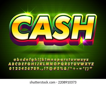 Casino Cash Poker 3d Text Effect With Shiny Gold