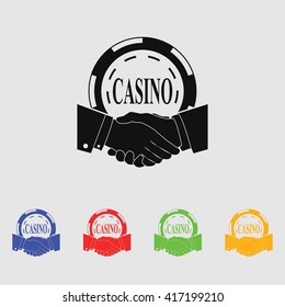 Casino challenge. Handshake vector icon