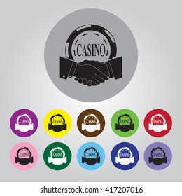 Casino challenge. Handshake vector icon