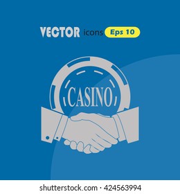 Casino challenge. Handshake vector icon