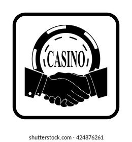 Casino challenge. Handshake vector icon