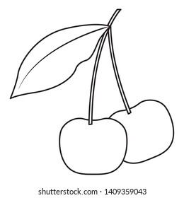 Casino cherry slot machine fruit sweet healthy natural outline black and white isolated isolated vector illustration graphic design