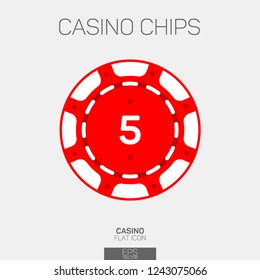 Casino chip 5 points color icon