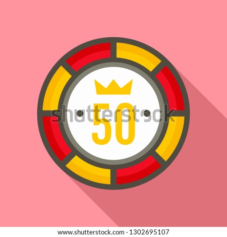 Casino chip 50 icon. Flat illustration of casino chip 50 vector icon for web design