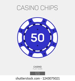 Casino chip 50 points color icon