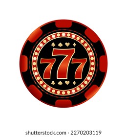 Casino chip with 777 Jackpot