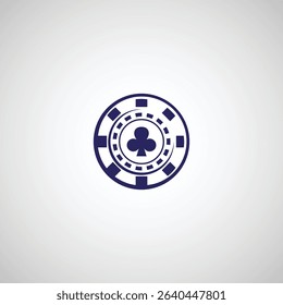 Casino chip Ace of Clubs icon flat vector design