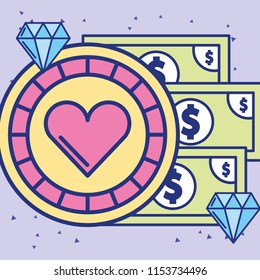 casino chip and banknote money diamond image