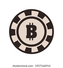 Casino chip bitcoin mark vector illustration icon