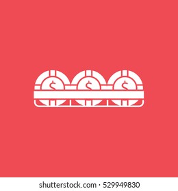 Casino Chip Box lat Icon On Red Background