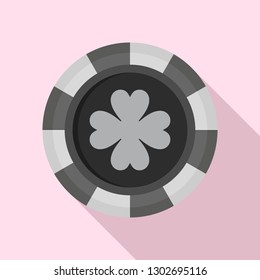 Casino chip clover icon. Flat illustration of casino chip clover vector icon for web design