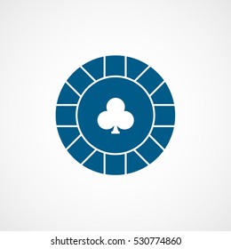 Casino Chip Club Suit Blue Flat Icon On White Background