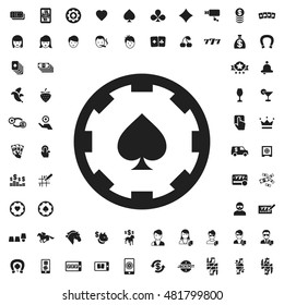 Casino chip with clubs icon illustration isolated vector sign symbol