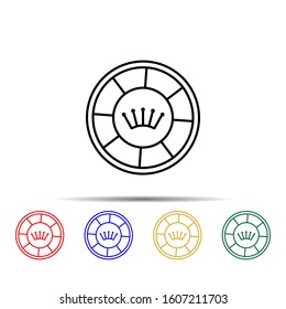 casino chip with crown multi color style icon. Simple thin line, outline vector of casino icons for ui and ux, website or mobile application