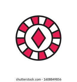 casino chip with diamond isolated icon vector illustration design