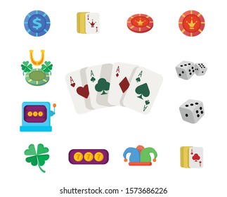 casino chip with dice cubes, playing cards clipart colorful vector flat icon set. casino chip with dice cubes, playing cards clipart colorful vector flat icon set. casino chip dice cubes, playing card