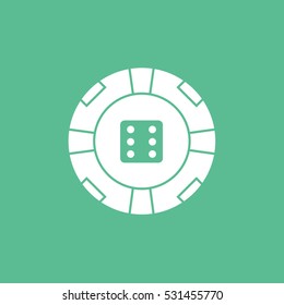 Casino Chip Dice Flat Icon On Green Background