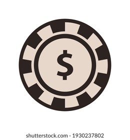 Casino chip dollar mark vector icon