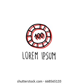 casino chip doodle icon