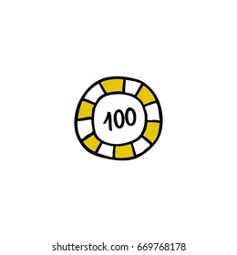 casino chip doodle icon