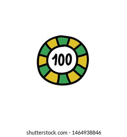 casino chip doodle icon, vector illustration
