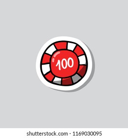 casino chip doodle sticker icon