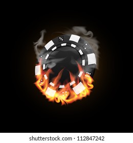 Casino Chip in Fire vector illustration