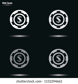 Casino chip flat grayscale vector icon.