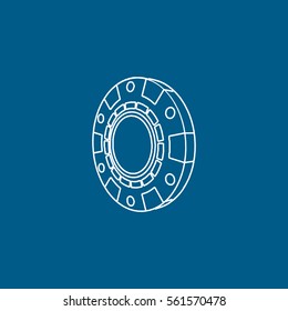 Casino Chip Flat Icon On Blue Background