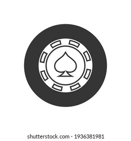 Casino Chip Flat Icon Poker Chip Vector White Icon