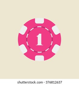 Casino chip flat icon. Vector icon. Editable icon