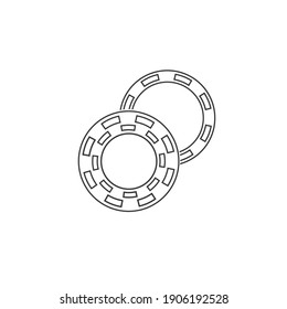 Icono de línea plana del chip del casino icono del vector del chip del poker