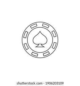 Casino Chip Flat Line Icon Poker Chip Vector Icon