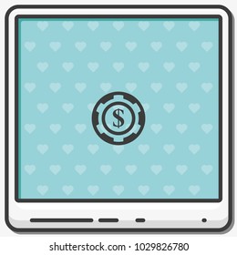 Casino chip flat vector icon.