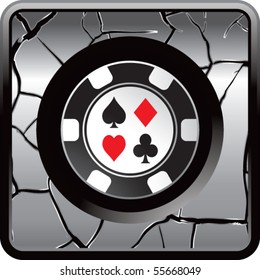 casino chip gray cracked web button