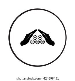 Casino chip in hand vector icon