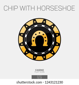 Casino chip with horsrshoe color icon