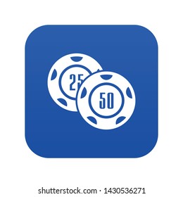Casino chip icon blue vector isolated on white background