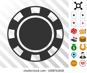 Casino Chip icon with bonus casino clip art. Vector illustration style is flat iconic symbols. Designed for casino gui.