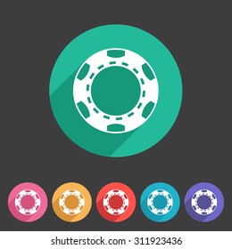 Casino chip icon flat web sign symbol logo label set