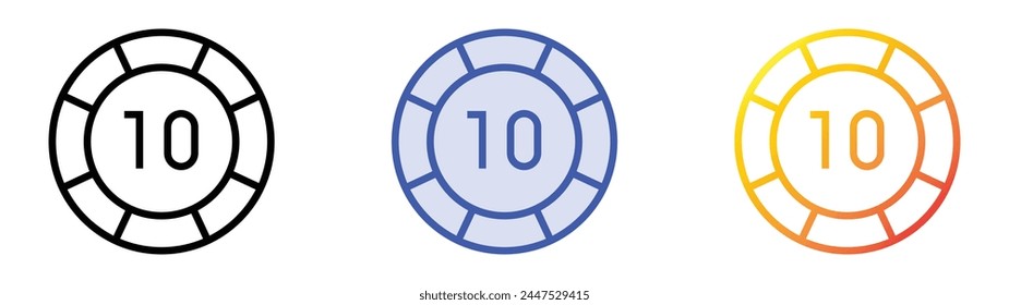 casino chip icon. Linear, Blue Fill and Gradient Style Design Isolated On White Background