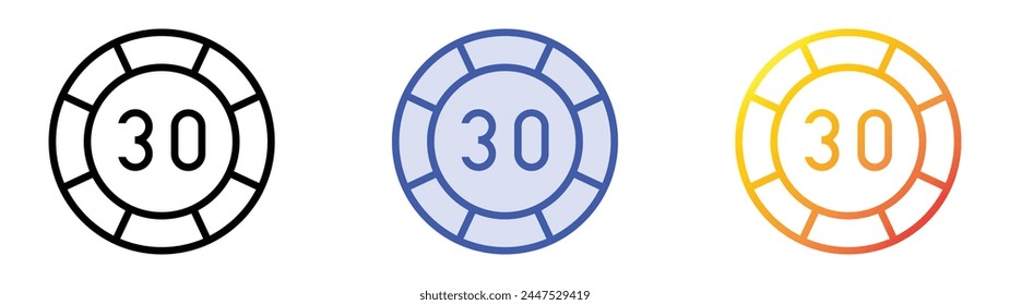 casino chip icon. Linear, Blue Fill and Gradient Style Design Isolated On White Background