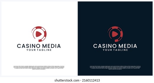 Casino chip icon with media. Vector illustration isolated on a white background. Premium Vector