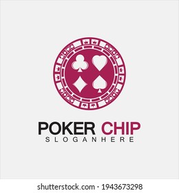 Casino chip icon, poker chip vector icon logo,Casino chips for poker or roulette.Vector illustration isolated on white background.