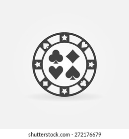 Casino chip icon - vector black poker icon or logo